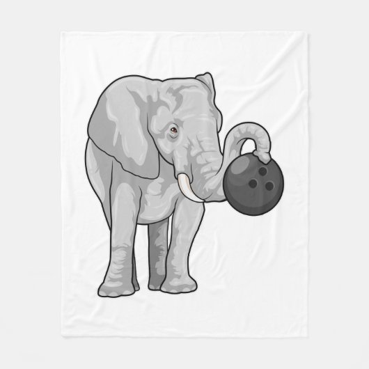 Elephant at Bowling with Bowling ball Fleecedecke (Vorderseite)