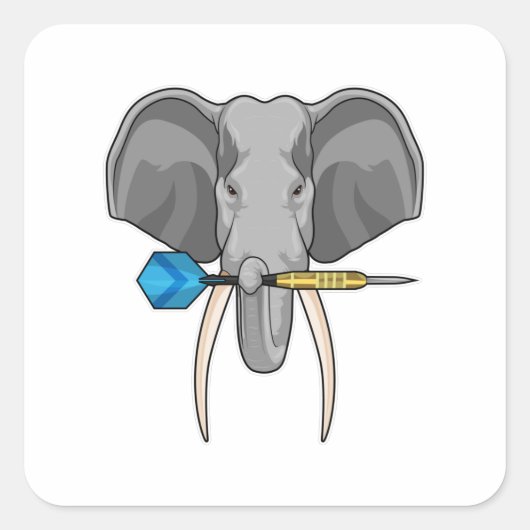 Elephant at Darts with Dart Quadratischer Aufkleber (Vorderseite)
