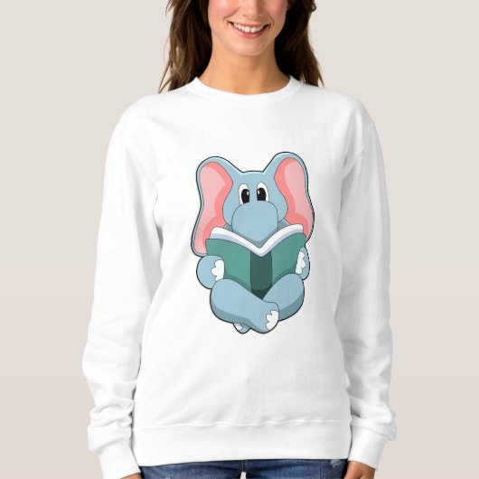 Elephant at Reading with Book Sweatshirt (Vorderseite)