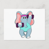 Elephant at Strength training with Dumbbells Postkarte (Vorderseite)