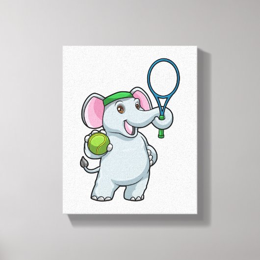 Elephant at Tennis with Tennis racket Leinwanddruck (Vorderseite)