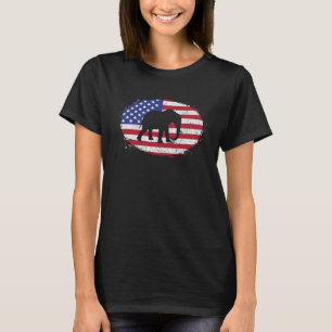 Elephant auf amerikanischer Flagge USA Animal Patr T-Shirt