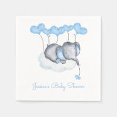 Elephant auf Cloud Blue Balloons Boy Baby Shower Serviette (Vorderseite)