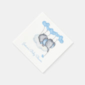 Elephant auf Cloud Blue Balloons Boy Baby Shower Serviette (Ecke)