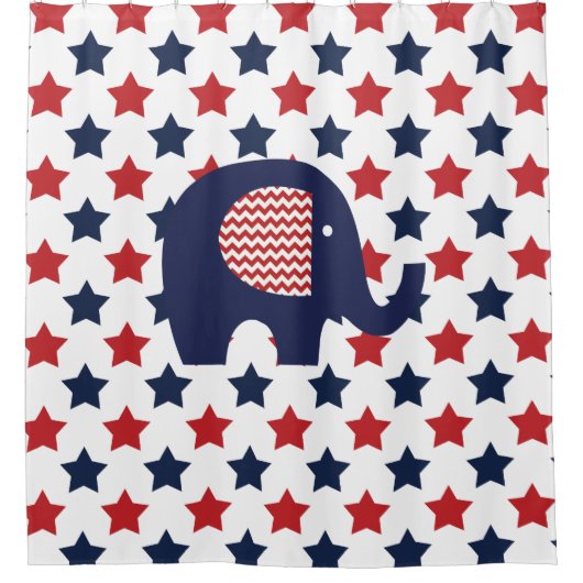 Elephant auf den Patriotic USA Stars Duschvorhang (Vorderseite)