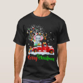Elephant auf Red Truck Weihnachten Pajama Funny Xm T-Shirt (Vorderseite)