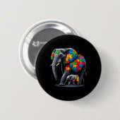 Elephant Autism Awareness Autism Mom  Button (Vorne & Hinten)