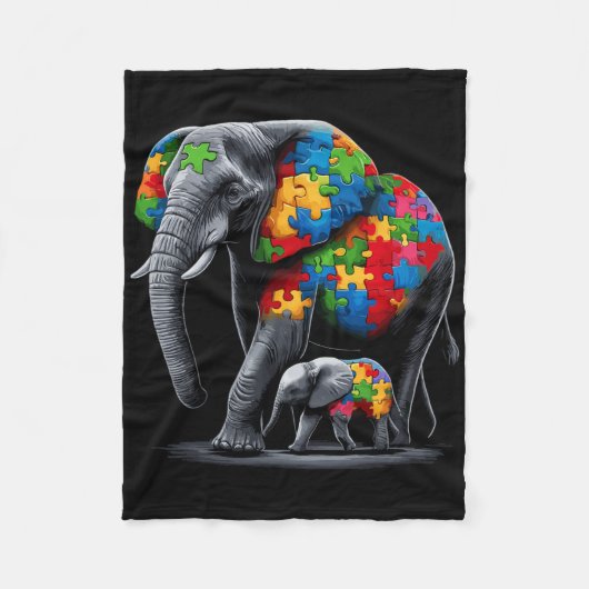 Elephant Autism Awareness Autism Mom  Fleecedecke (Vorderseite)