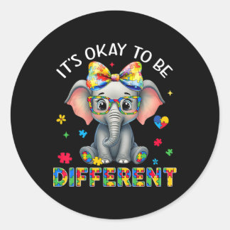 Elephant Autism Awareness It's Ok To Be Different Runder Aufkleber