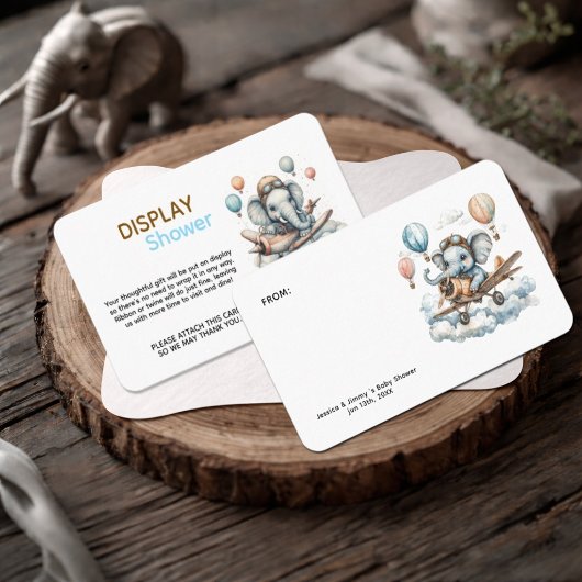 Elephant Aviator Baby Shower Display Shower  Begleitkarte