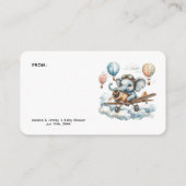 Elephant Aviator Baby Shower Display Shower  Begleitkarte (Rückseite)