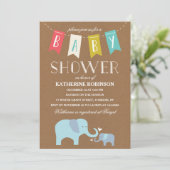 Elephant Baby | Babyparty Einladung (Stehend Vorderseite)