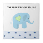 Elephant Baby Birth Date Fliese (Vorderseite)