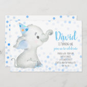 Elephant Baby Boy Blue Confetti Safari Jungle Einladung (Vorne/Hinten)