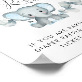 Elephant Baby Boy Duschdusche Windeln Raffle Drop Poster (Ecke)