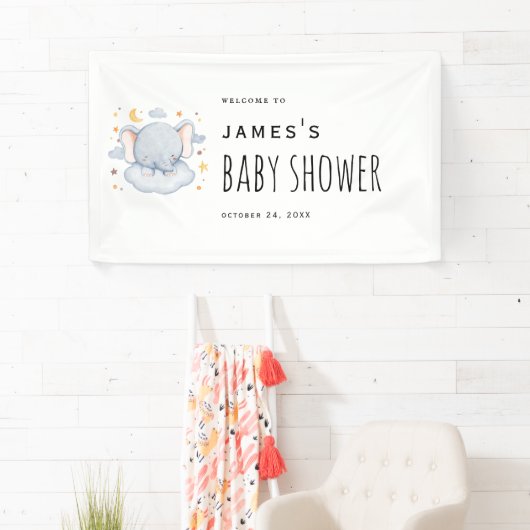 Elephant Baby Boy Dusche Begrüßungsbanner Banner (Insitu)
