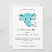 Elephant Baby Boy Dusche per Post Einladung (Vorderseite)