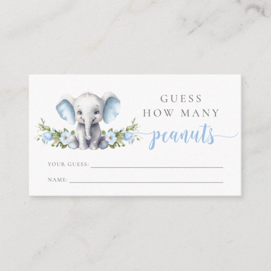 Elephant Baby Boy Dusche schätzt wie viele Erdnüss Begleitkarte (Vorderseite)