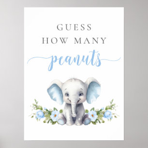 Elephant Baby Boy Dusche schätzt wie viele Erdnüss Poster