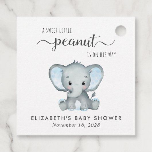 Elephant Baby Boy Dusche Vielen Dank Geschenkanhänger (Rückseite)