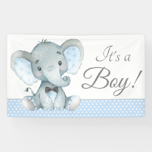 Elephant Baby Boy Shower Banner