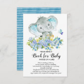 Elephant Baby Boy Shower Book for Baby Card Begleitkarte (Vorne/Hinten)