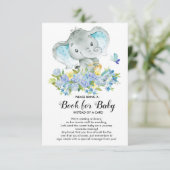 Elephant Baby Boy Shower Book for Baby Card Begleitkarte (Stehend Vorderseite)