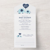 Elephant Baby Boy Shower Einladung & Advice Card (Innen Boden)