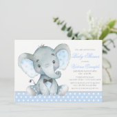 Elephant Baby Boy Shower Einladungen (Stehend Vorderseite)