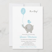 Elephant Baby Boy Shower Einladungen mit Balloon (Vorderseite)