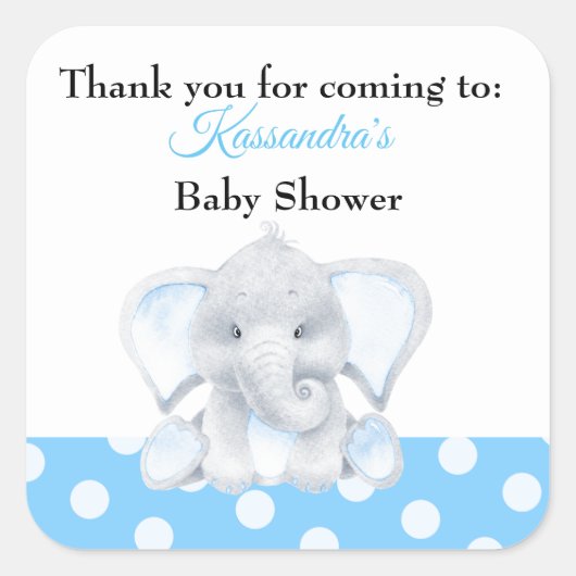 Elephant Baby Boy Vielen Dank Baby Shower Sticker (Vorderseite)