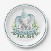 Elephant Baby Boys Babydusche Pappteller (Vorderseite)