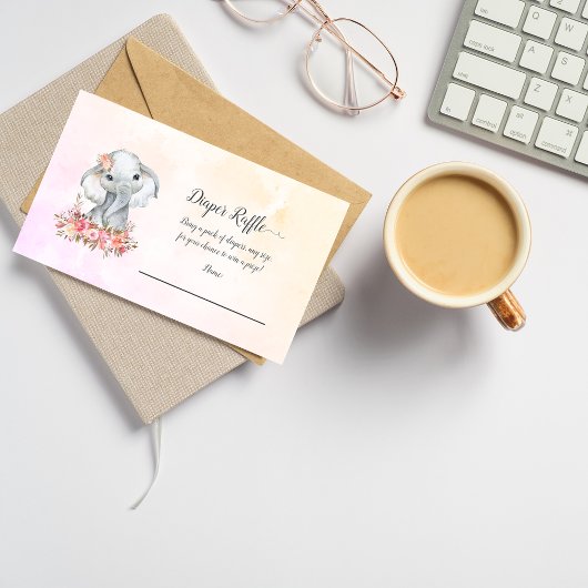 Elephant Baby Diaper Raffle Begleitkarte