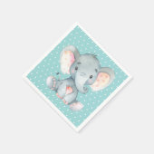 Elephant Baby Dusche Aqua Aquamarin Türkis Napkins Serviette (Ecke)