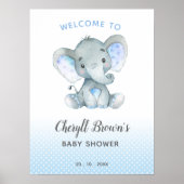 Elephant Baby Dusche Begrüßungszeichen Blue Boys P Poster (Vorne)