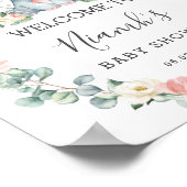 Elephant Baby Dusche Blumengrün Empfang Poster (Ecke)