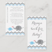 Elephant Baby Dusche bringen ein Buch Beilage Blue Begleitkarte (Vorne/Hinten)