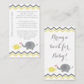 Elephant Baby Dusche bringen eine Beilage | Gelb Begleitkarte (Vorne/Hinten)