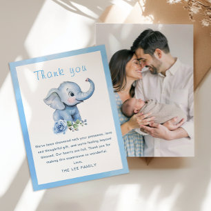 Elephant Baby Dusche Danke Karte - Blue Waterco