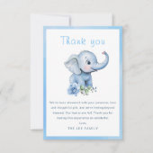 Elephant Baby Dusche Danke Karte - Blue Waterco (Vorderseite)