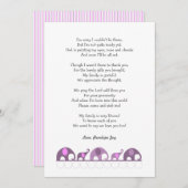 Elephant Baby Dusche Dankeschön Notizen / lila ros (Vorne/Hinten)