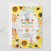 Elephant Baby Dusche Einladung Sonnenblumenfall (Vorderseite)