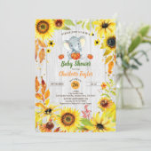 Elephant Baby Dusche Einladung Sonnenblumenfall (Stehend Vorderseite)