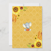 Elephant Baby Dusche Einladung Sonnenblumenfall (Rückseite)