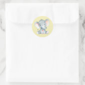 Elephant Baby Dusche gelb Runder Aufkleber (Tasche)