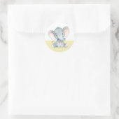 Elephant Baby Dusche gelb Runder Aufkleber (Tasche)