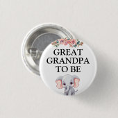 Elephant Baby Dusche Großer Opa zu sein Button (Vorne & Hinten)