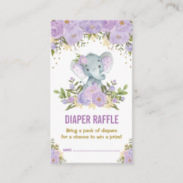 Elephant Baby Dusche Lila florale Windeln Raffel Begleitkarte