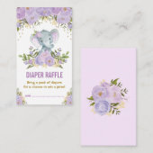 Elephant Baby Dusche Lila florale Windeln Raffel Begleitkarte (Vorne/Hinten)