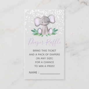 Elephant Baby Dusche Lila Windeln Raffle Ticket Begleitkarte